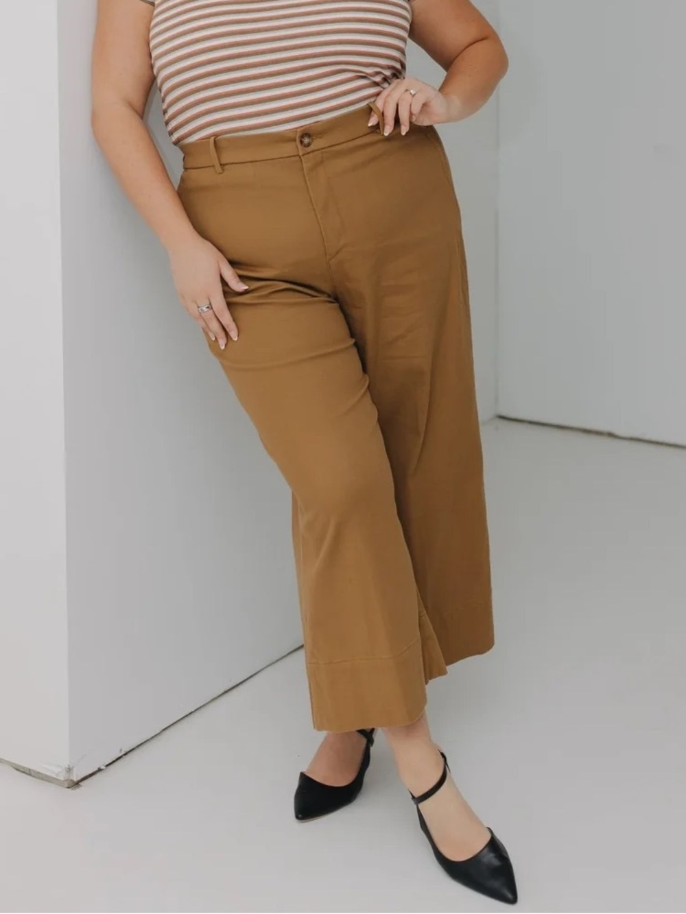 Spanx Stretch Twill Cropped Wide Leg Pant in Flax Size Large